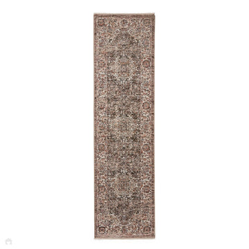 Vintage 35013 Traditional Distressed Kashan Medallion Border Soft-Touch Grey/Beige/Cream Runner-Think Rugs-Rug Love - The Most Loved Rug Store